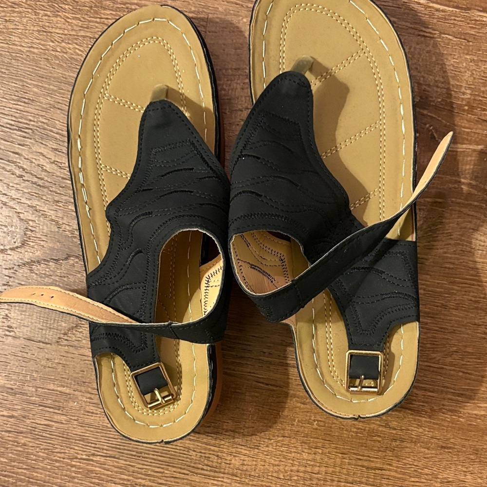 Black and Tan Sandals